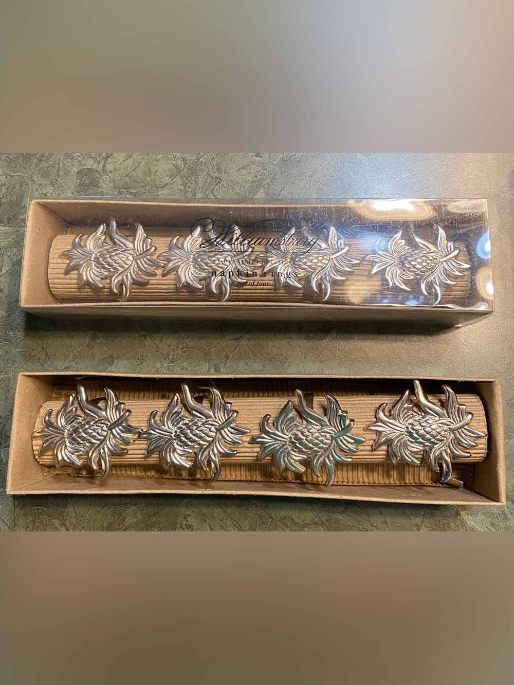 Set of 8 Pewter Pineapple Motif Napkin Rings
